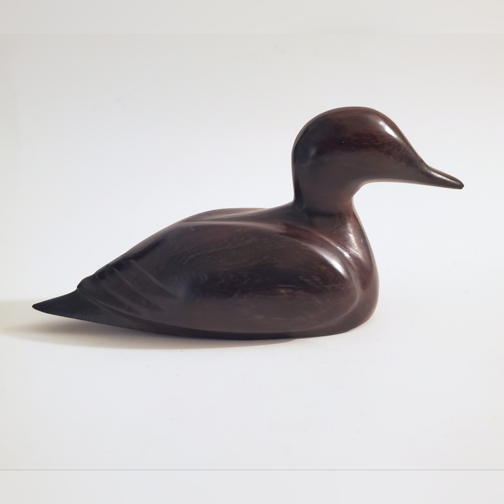 Vintage Wooden Duck Hand Carved  Decoy Dark Wood